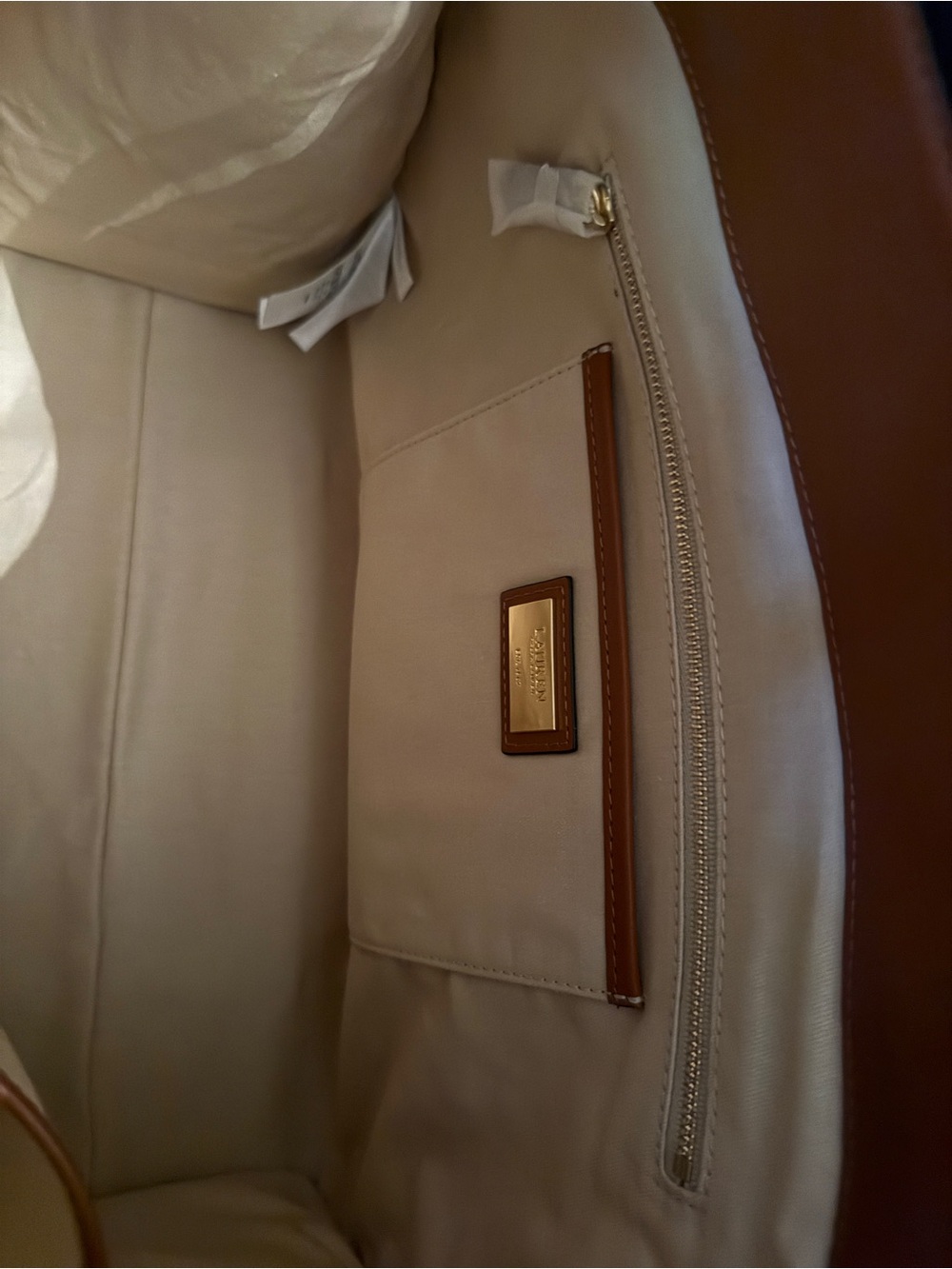 Ralph Lauren Navy Canvas and Brown Leather Tote - Picture 10 of 13